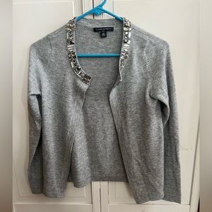 Banana Republic long sleeve knit cardigan XS with decorative collar light gray